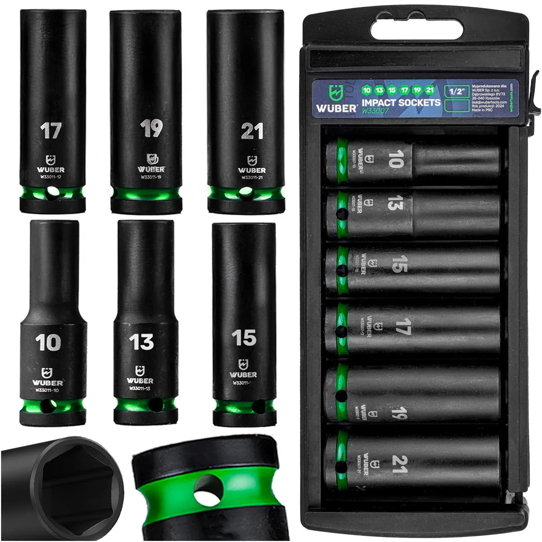 Impact Socket Set 1/2" Deep 10-21 mm, 2-Pack
