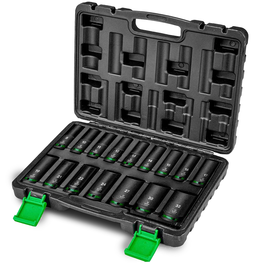 Deep impact socket set 1/2" 8-32 mm