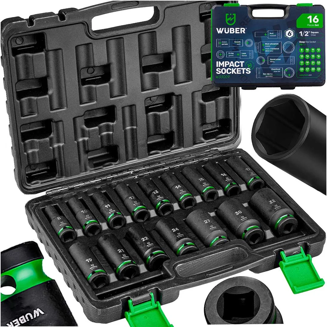 Deep impact socket set 1/2" 8-32 mm