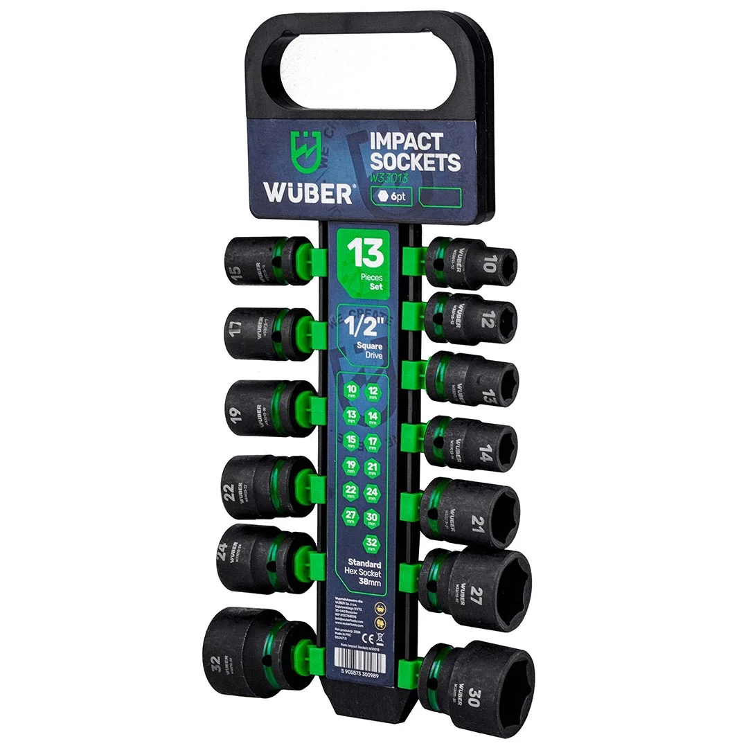 Slaghylssats 1/2" sexkant 10-32 mm, 13 delar