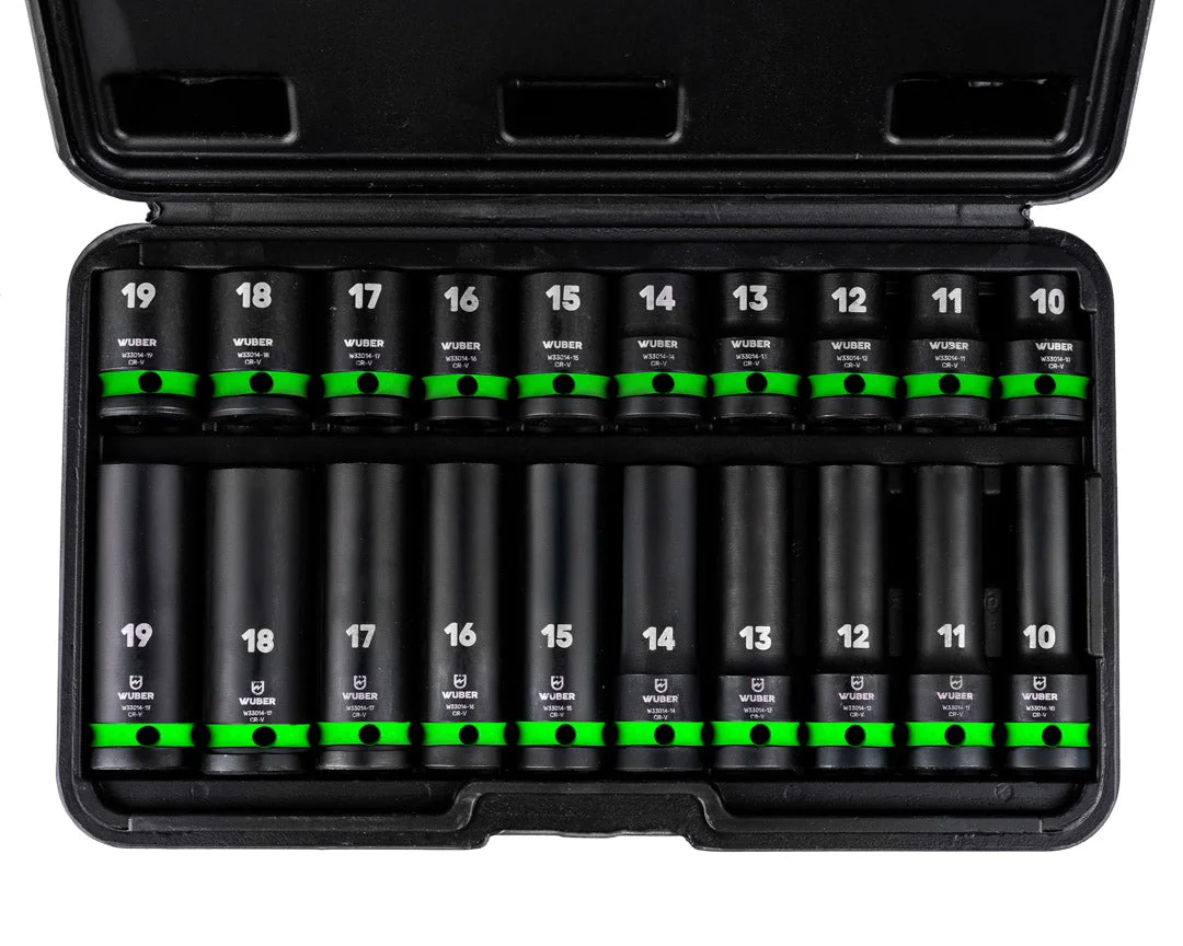 Slaghylssats 1/2" sexkant 10-19 mm, 20 delar