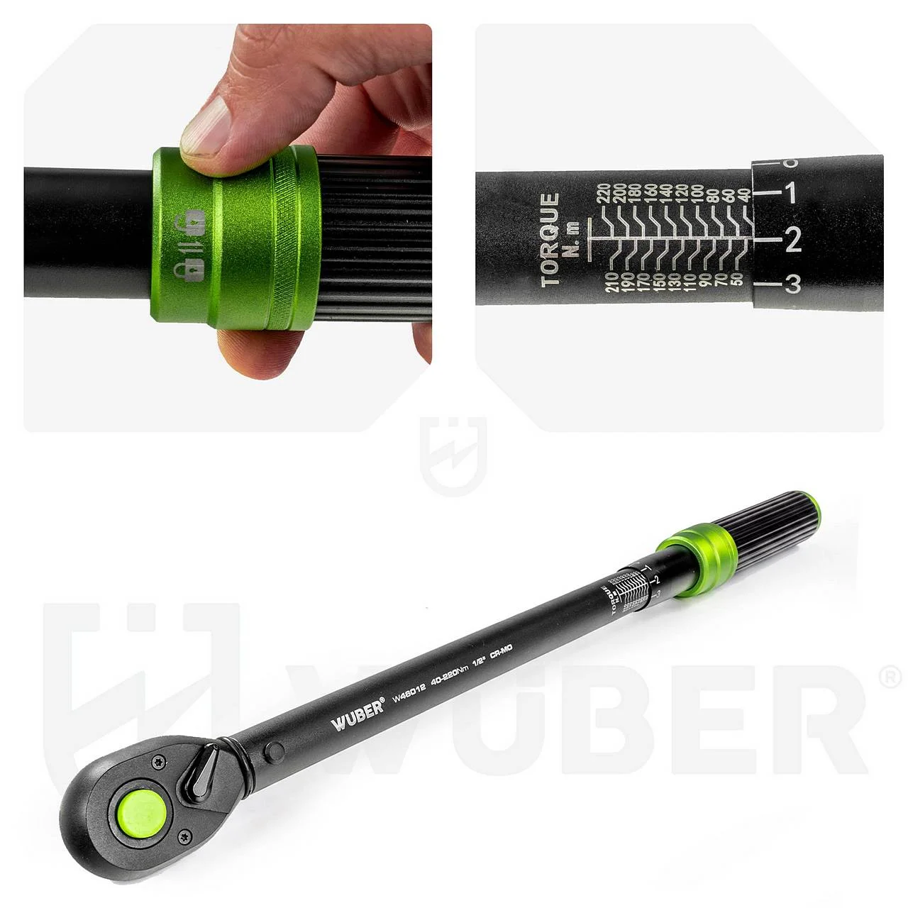 Momentnyckel 1/2" och 3/8" 40–220 Nm