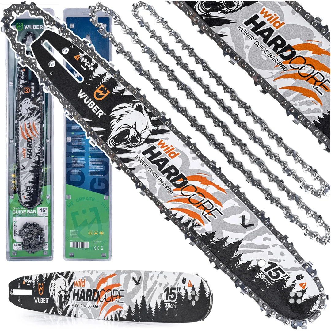 Chainsaw guide bar 15" 38 cm, 2 chains 0.325"