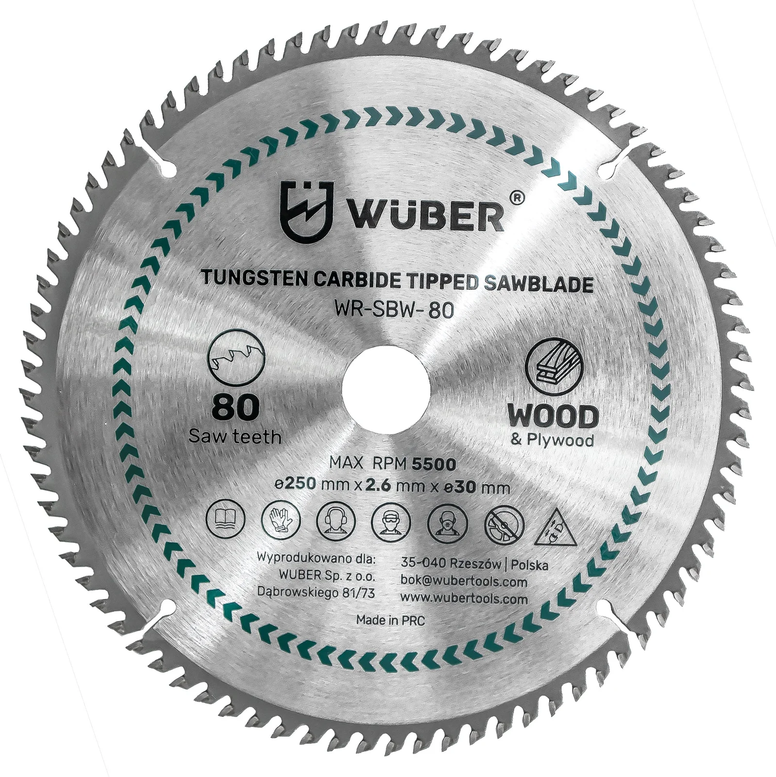 Cirkelsågklinga trä 250x30 mm, 80 tänder, 2-pack