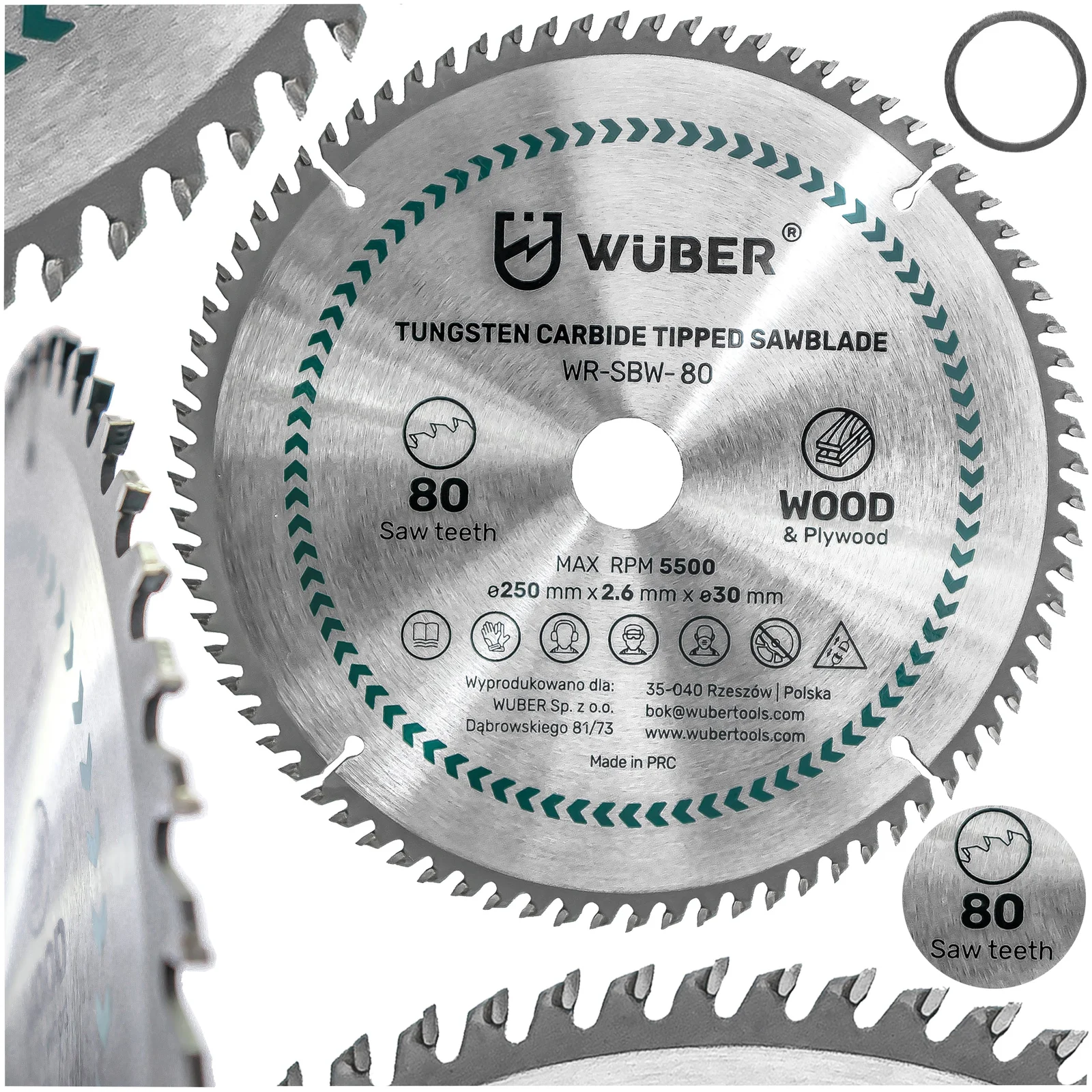 Cirkelsågklinga trä 250x30 mm, 80 tänder, 2-pack
