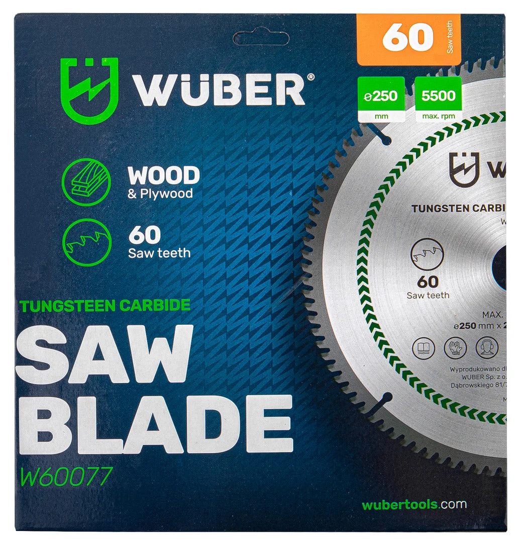 Sågklinga trä 250x30 mm 60 tänder 2-pack