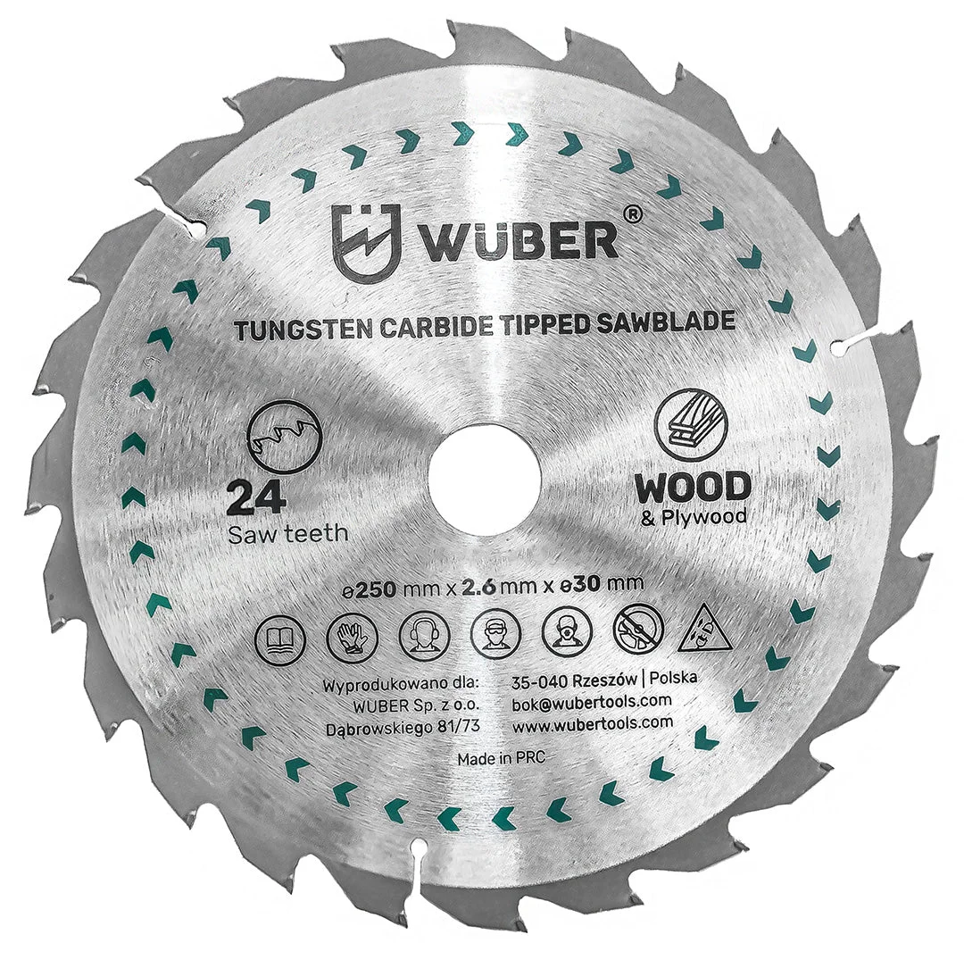 Cirkelsågklinga för trä 250x30 mm, 24 tänder, 3-pack